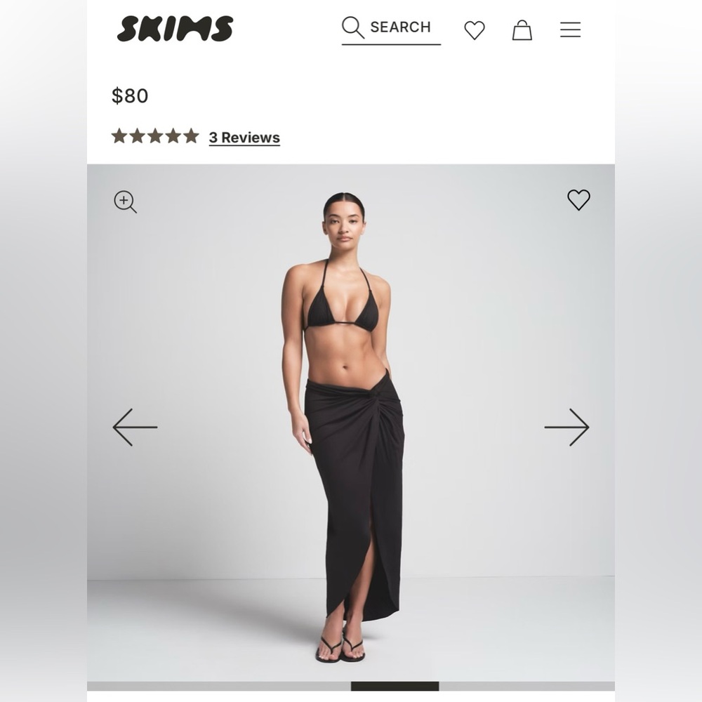 NWT Skims Swim Cover Up Sarong Skirt Onyx Size L